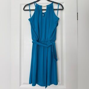 White House Black Market Teal Halter-Style Sleeveless Maxi Dress with Tie
